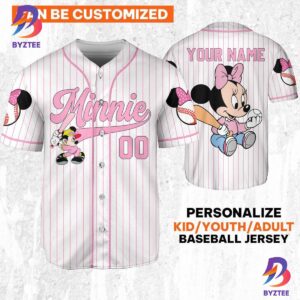 Personalize Minnie Play Baseball Pink Sports Disney Baseball Jersey