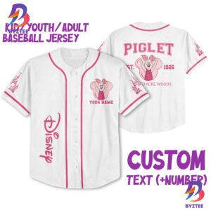 Personalize Piglet Pink Custom Kids Youth Adult Disney Baseball Jersey
