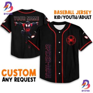 Personalize Spider Man Across The Spider Verse Black Jump Baseball Jersey