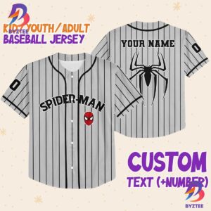 Personalize Spiderman Striped Black Custom Disney Baseball Jersey