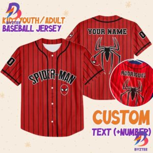 Personalize Spiderman Striped Disney Baseball Jersey