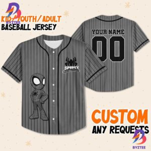 Personalize Spidey And His Amazing Friends Black Grey Baseball Jersey