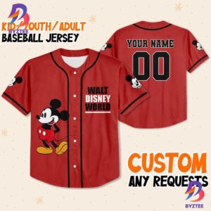 Personalize Walt Disney World Red Custom Baseball Jersey