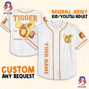 Personalize Winnie The Pooh Tigger Hundred Acre Woods Baseball Jersey