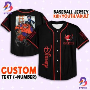 Personalized Disney Big Hero 6 Black Color Baseball Jersey