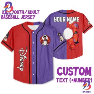 Personalized Disney Big Hero 6 Cute Baymax And Hiro Baseball Jersey