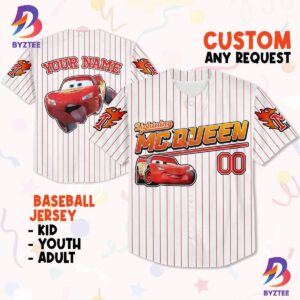 Personalized Disney Cars Lightning Mcqueen Collection Awesome Baseball Jersey