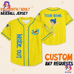 Personalized Disney Inside Out Joy Typographic Emotions Baseball Jersey