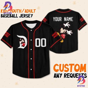 Personalized Disney Mickey Funny Black And Red Baseball Jersey