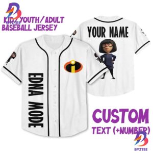 Personalized Disney The Incredibles Edna Mode Baseball Jersey