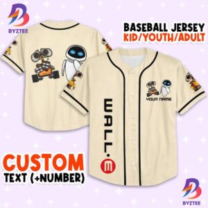 Personalized Disney Wall E And Eve Baseball Jersey