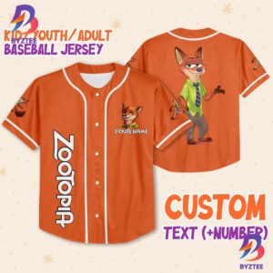 Personalized Disney Zootopia Nick Wilde Baseball Jersey