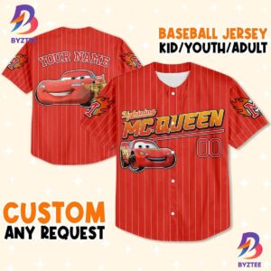 Personalized Red Lightning McQueen Baseball Jersey