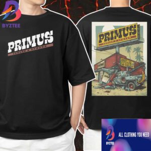 Primus Onward And Upward Tour Poster Event Artwork By 1000styles Guts And Crime August 2 2025 At California Coast Credit Union Open Air Theatre San Diego Unisex T-Shirt