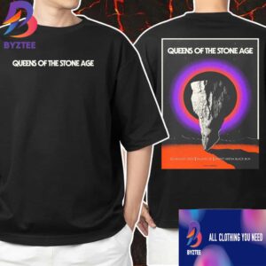 Queens Of The Stone Age The End Is Nero Tour August 2 2025 At Tallinn EE Unibet Arena Black Box Poster Event Artwork Design By Cristian Alarcon D Unisex T-Shirt