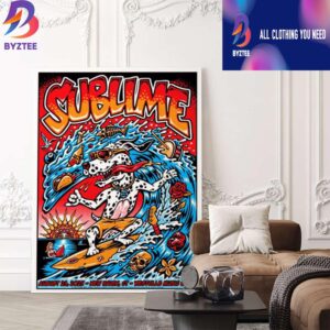 Sublime Poster Event Show On August 23 2025 At Westville Music Bowl New Haven CT Lou Dog Artwork Cartoon Surf Poster Canvas Home Decor