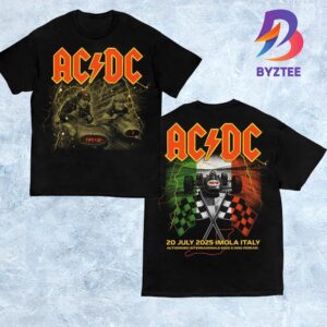 ACDC Imola 2025 PWR UP Tour Exclusive Tee At Autodromo Enzo E Dino Ferrari In Italy On July 20 2025 Two Sided Unisex T-Shirt