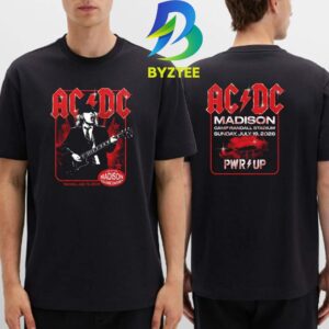 ACDC PWR UP Tour Live At Madision Camp Randall Stadiu 19th 2026 Two Sided T-Shirt