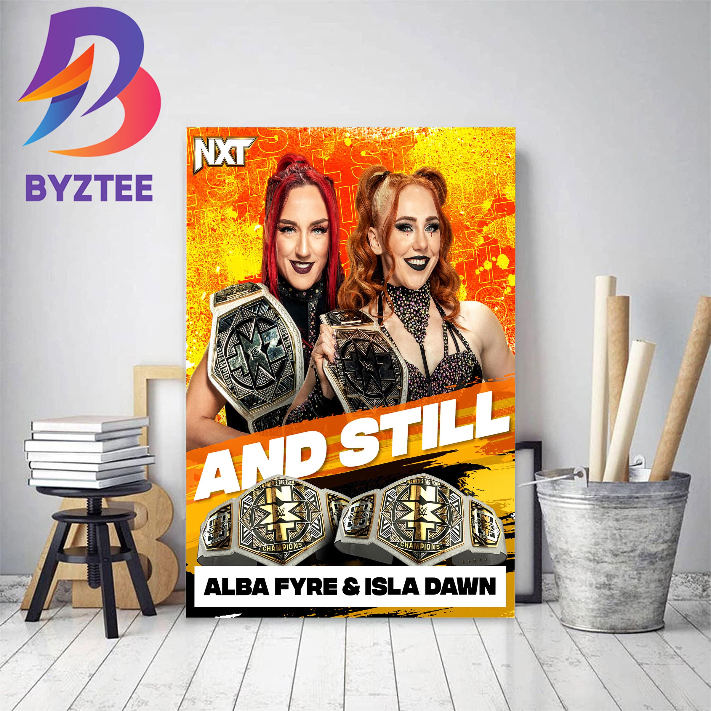 Alba Fyre And Isla Dawn And Still NXT Womens Tag Team Champions Decor Poster Canvas