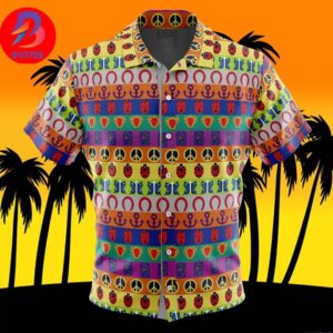 All Symbols Pattern Jojos Bizarre Adventure For Men And Women In Summer Vacation Button Up Hawaiian Shirt