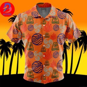 Bending Elements Avatar For Men And Women In Summer Vacation Button Up Hawaiian Shirt