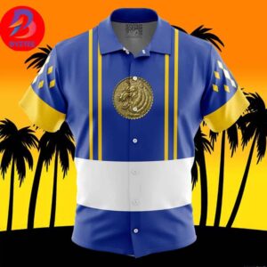 Blue Ranger Ninjetti Mighty Morphin Power Rangers For Men And Women In Summer Vacation Button Up Hawaiian Shirt