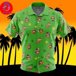 Bowser Pattern Super Mario For Men And Women In Summer Vacation Button Up Hawaiian Shirt