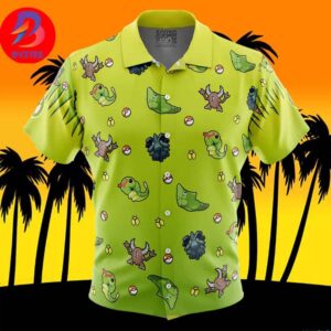 Bug Type Pattern Pokemon For Men And Women In Summer Vacation Button Up Hawaiian Shirt