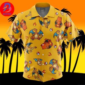 Charizard Pattern Pokemon For Men And Women In Summer Vacation Button Up Hawaiian Shirt
