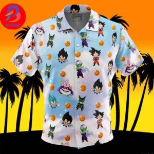 Chibi Dragon Ball Characters Pattern For Men And Women In Summer Vacation Button Up Hawaiian Shirt