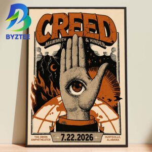 Creed Mammoth & Hinder The Orion Amphitheater Huntsville Alabama July 22th 2026 Home Decor Poster Canvas