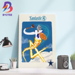 Dallas Cowboys Dak Prescott x The Fantastic Four First Steps 2025 Home Decor Poster Canvas