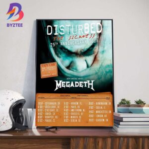 Disturbed The Sickness 25th Anniversary Tour Europe And UK With Special Guest Megadeth Starting September 2025 Wall Decor Poster Canvas
