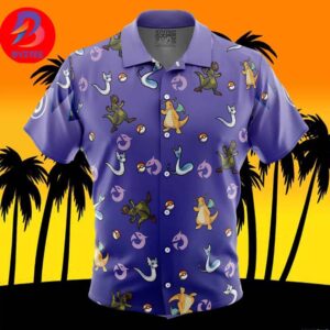 Dragon Type Pattern Pokemon For Men And Women In Summer Vacation Button Up Hawaiian Shirt