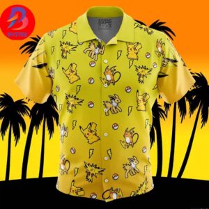 Electric Type Pattern Pokemon For Men And Women In Summer Vacation Button Up Hawaiian Shirt