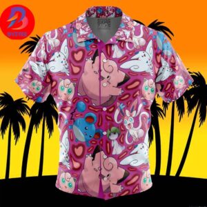 Fairy Type Pokemon Pokemon For Men And Women In Summer Vacation Button Up Hawaiian Shirt