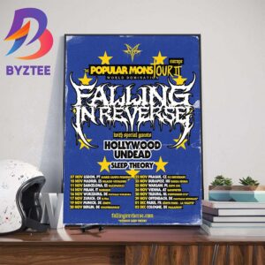 Falling In Reverse At The Popular Mons Tour II World Domination In Europe With Specials Guests Hollywood Undead And Sleep Theory Home Decor Poster Canvas