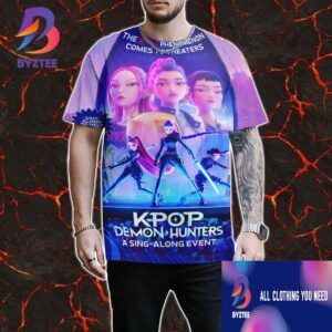 First Poster Movie For The Sing-along To Help Seal The Honmoon The Netflix Phenomenon Comes To Theaters K-Pop Demon Hunters A Sing-along Event August 23-24 2025 AOP T-Shirt