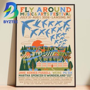 Fly Around Music & Arts Festival Lansing Nc July 31th 2026 Home Decor Poster Canvas