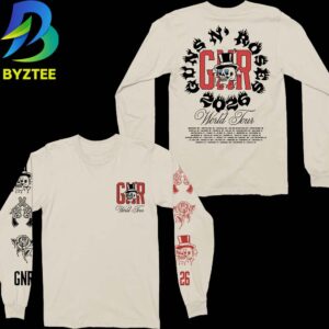 Guns N’ Roses Natural 2026 World Tour Long Sleeve Two Sided T-Shirt