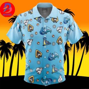 Ice Type Pattern Pokemon For Men And Women In Summer Vacation Button Up Hawaiian Shirt
