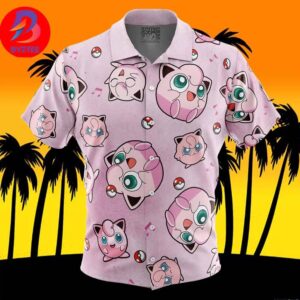 Jigglypuff Pattern Pokemon For Men And Women In Summer Vacation Button Up Hawaiian Shirt