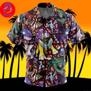 Legendary Pokemon Pokemon For Men And Women In Summer Vacation Button Up Hawaiian Shirt