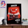 Lewis Black Voices Anger In Inside Out 2 Disney And Pixar Official Poster Art Decorations Poster Canvas