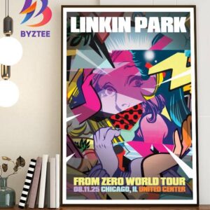 Linkin Park Chicago 2025 From Zero World Tour Exclusive Poster At United Center In Illinois On August 11 2025 Home Decor Wall Art Poster Canvas