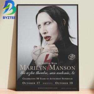 Marilyn Manson The After Theatre San Antonio Tx  October 17th 2026 Celebrating 30 Years Of Antichrist Superstar Home Decor Poster Canvas