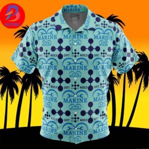 Marine x World Government One Piece For Men And Women In Summer Vacation Button Up Hawaiian Shirt