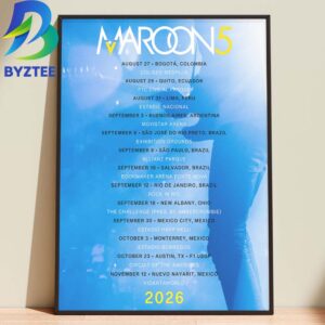 Maroon 5 World Tour 2026 Home Decor Poster Canvas