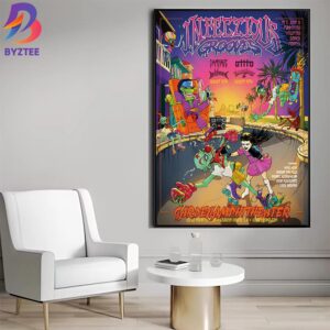 Metallica 2025 Infectious Grooves Poster Show At Garden Amphitheater In Garden Grove CA On August 15-16 2025 With Special Guests Bastardane OTTTO Damnage And Doomboyz