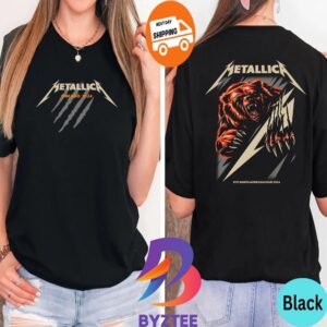Metallica Exclusive Pop-Up Shop Poster August 9-11 2024 The Red Black Bear For M72 Chicago At Soldier Field Chicago IL US M72 North American Tour 2024 Two Sides Unisex T-Shirt
